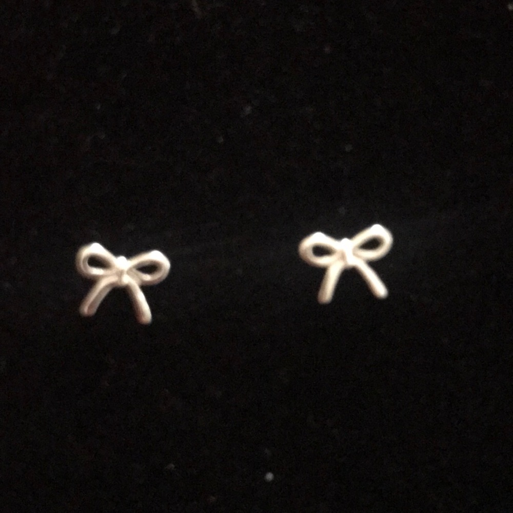 Sterling silver tiny bow earrings. Super cute!!